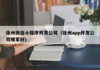 徐州微信小程序开发公司（徐州app开发公司哪家好）